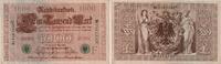 Kaiserreich 1000 Mark Banknote - 1000 Mark - 1910 - Kn-Nr. 7-stellig grün - grüne Siegel - F/C -