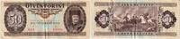 Ungarn 50 Forint Banknote - Ungarn - Serie D - Kn-Nr. 6-stellig rot - Reitersoldaten -