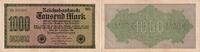 Weimarer Republik 1000 Mark Banknote - 1000 Mark - Kn-Nr. lila 6-stellig - Serie RB -