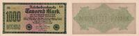 Weimarer Republik 1000 Mark Banknote - 1000 Mark - Kn-Nr. rot 6-stellig - Serie KH -