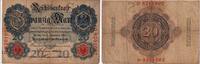 Kaiserreich 20 Mark Banknote - 20 Mark - Kn-Nr. rot 7-stellig - Serie D - rote Siegel -