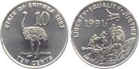 Eritrea 10 Cents Strauß - Vogel - Tiere -