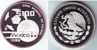 Mexico 100 Pesos Silbermünze - Fußball WM 1986 in Mexico - Ball und Weltkugel -