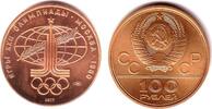 Russland 100 Rubel 1977 - Moskau Olympische Spielöe Moskau 1980 - Olympisches Emblem st in Box mit Zertifikat