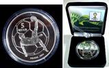 5 Reais 1974 Brasilien Fußball-WM 2014 - Fallrückzieher PP in Münzbox mit Zertifikat