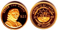 Liberia 25 Dollar Goldmünze - Zar Peter der Große