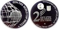 Israel 2 Schekel Fussball WM 2014 in Brasilien - Ball im Netz -
