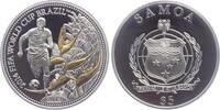 Samoa 5 Dollars Fussball WM 2014 in Brasilien - Spieler mit Ball vor Pflanze -