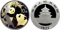 China 10 Yuan Panda - mit 24-karätiger Teilvergoldung -
