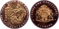 Medaille 1989 Hamburg 800 Jahre Hafen und Hamburg - Kogge - Segelschiff - Speicher st