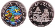Palau 1 Dollar Meerjungfrau - farbige Meeresfauna in Box - Feuerfisch -