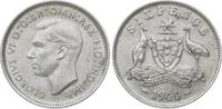 Australien 6 Pence 1940 Georg VI. 1936-1952. Vorzüglich +