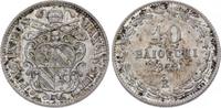 Italien-Kirchenstaat / Vatikan 10 Baiocchi 1858 Pio IX. 1846-1878. Hübsche Patina. Fast Stempelglanz