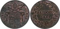 Italien-Kirchenstaat / Vatikan Baiocco 1845 Gregorio XVI. 1831-1846. Hübsche Kupferpatina. Vorzüglich +