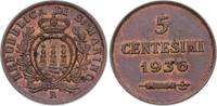 Italien-San Marino 5 Centesimi 1936 R Hübsche Kupferpatina. Fast Stempelglanz