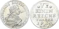 Brandenburg-Preußen 1/6 Taler 1752 A Friedrich II. 1740-1786. Winz. Schrötlingsfehler, leicht gereinigt, vorzüglich