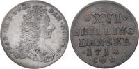 Dänemark 16 Skilling 1714 CW Frederik IV. 1699-1730. Hübsche Patina. Sehr schön
