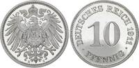 Kleinmünzen 10 Pfennig 1911 E Zaponiert. Min. Hairlines, polierte Platte