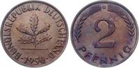 Bundesrepublik Deutschland 2 Pfennig 1950 G Hübsche Patina. Vorzüglich-Stempelglanz