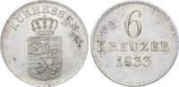 Hessen-Kassel 6 Kreuzer 1833 Wilhelm II. 1821-1847. Prachtexemplar. Erstabschlag. Feine Tönung. Fast Stempelglanz