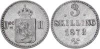 3 Skilling 1873 Norwegen Oscar II. 1872-1905. Winz. Randfehler, sehr schön-vorzüglich