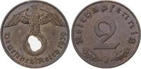 Drittes Reich 2 Pfennig 1939 J Vorzüglich-Stempelglanz