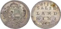Geistlichkeit-Salzburg, Erzbistum 2 Kreuzer (1/2 Landbatzen) 1755 Sigismund von Schrattenbach 1753-1771. Prägeschwäche, kl. Schrötlingsfehler, vo...