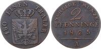 Brandenburg-Preußen 2 Pfennig 1825 A Friedrich Wilhelm III. 1797-1840. Kl. Kratzer, fast sehr schön