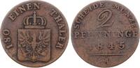 Brandenburg-Preußen 2 Pfennig 1845 A Friedrich Wilhelm IV. 1840-1861. Schön-sehr schön