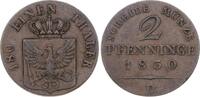Brandenburg-Preußen 2 Pfennig 1830 D Friedrich Wilhelm III. 1797-1840. Sehr schön