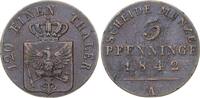 Brandenburg-Preußen 3 Pfennig 1842 A Friedrich Wilhelm IV. 1840-1861. Kl. Schrötlingsfehler, winz. Randfehler, sehr schön +