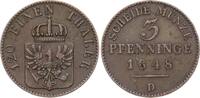 Brandenburg-Preußen 3 Pfennig 1848 D Friedrich Wilhelm IV. 1840-1861. Kl. Schrötlingsfehler, winz. Randfehler, sehr schön +