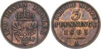 Brandenburg-Preußen 3 Pfennig Wilhelm I. 1861-1888. -