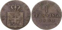 Brandenburg-Preußen 4 Pfennig 1821 B Friedrich Wilhelm III. 1797-1840. Fast sehr schön