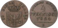 Brandenburg-Preußen 4 Pfennig 1824 D Friedrich Wilhelm III. 1797-1840. Sehr schön