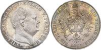 Brandenburg-Preußen Taler 1861 A Friedrich Wilhelm IV. 1840-1861. Hübsche Patina. Winz. Kratzer, min. Hairlines, fast Stempelglanz