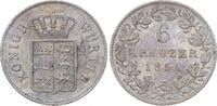 Württemberg 6 Kreuzer 1854 Wilhelm I. 1816-1864. Schrötlingsfehler im Feld, vorzüglich