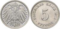 Kleinmünzen 5 Pfennig 1911 D Fast Stempelglanz