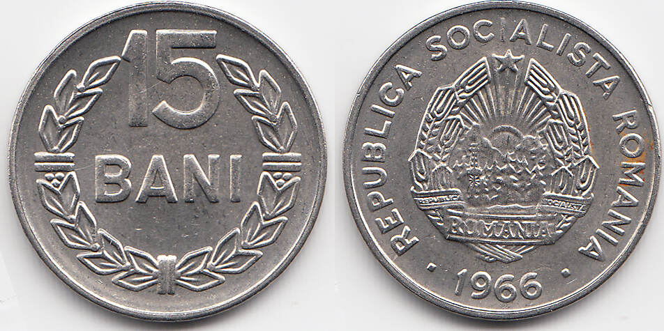 Rumänien - Romania 15 Bani 1966 Sozialistische Republik 1965-1989