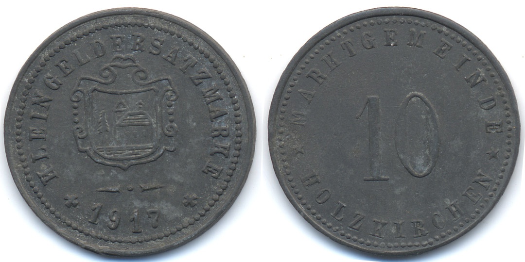 Bayern 10 Pfennig Holzkirchen Zink 1917 (Funck 220.2A) vorzüglich
