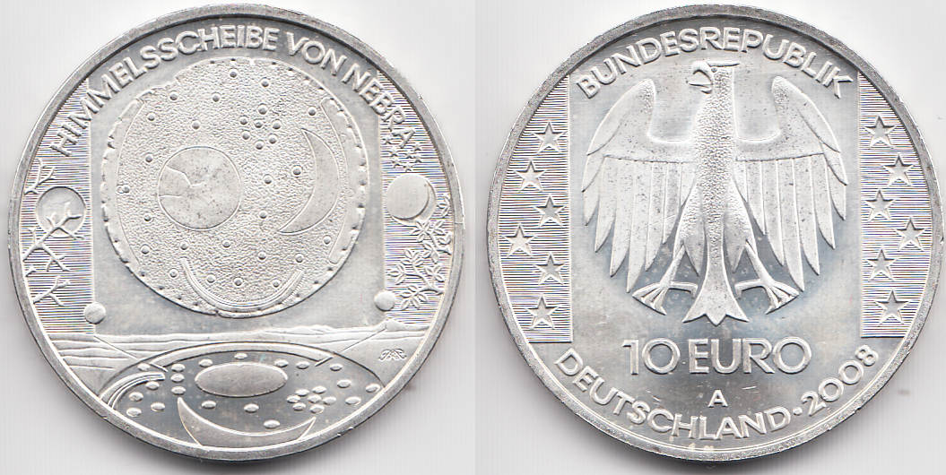 10 Euro Münze 2008 Himmelsscheibe Von Nebra Wert BRD 10 Euro 2008 A Himmelsscheibe von Nebra prägefrisch | MA-Shops