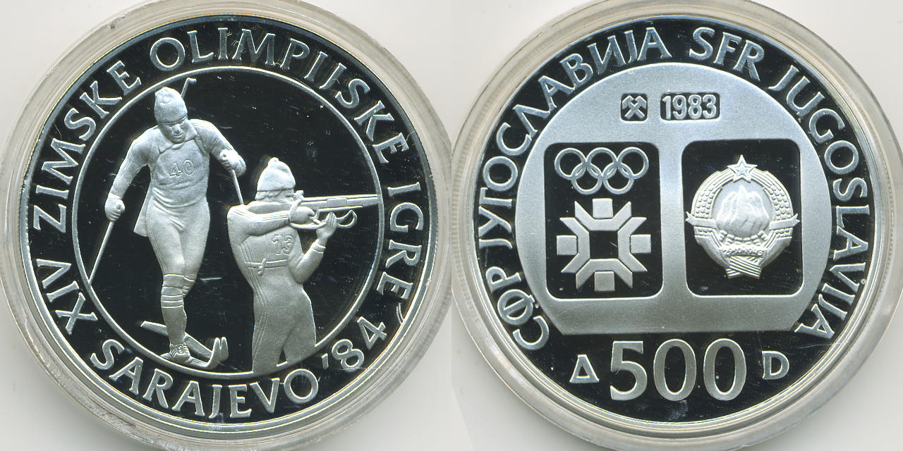 Jugoslawien Yugoslavia 500 Dinar 1983 Olympische Spiele Sarajewo 1984