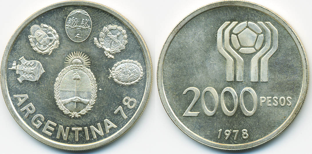 Argentinien Argentina 2000 Pesos 1978 Republik Fußball WM