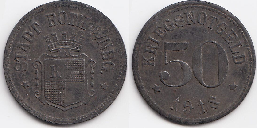 Bayern 5 Pfennig Roth bei Nürnberg Eisen 1918 (Funck 452.5) gutes sehr schön+ minimal