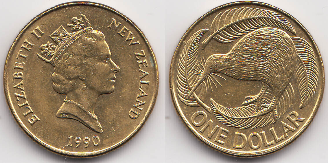 Neuseeland New Zealand 1 Dollar 1990 Elisabeth II Ab 1952 Vorz glich neuseeland-new-zealand-1-dollar-1990-elisabeth-ii-ab-1952-vorz-glich