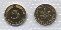 BRD 5 Pfennig Stahl/tombakplattiert -