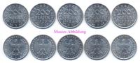 Weimarer Republik 200 Mark Lot 1923 A,D,E,F und G - Aluminium