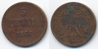 Finnland - Finland 5 Penniä Alexander II. von Russland 1855-1881