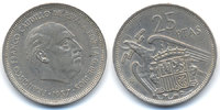 Spanien - Spain 25 Pesetas Francisco Franco 1939-1975