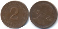 Weimarer Republik 2 Rentenpfennig Kupfer – Stempeldrehung Münzzeichen kaum sichtbar